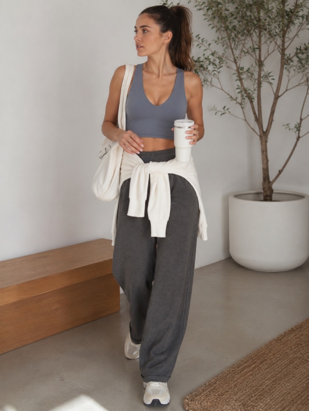 Alo Yoga Gray Racerback Longline Sports Bra Size S